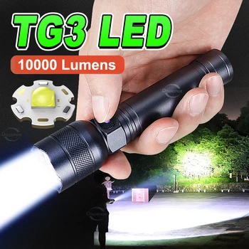 1000LM חזק פנס Led TG3 LED טקטי פלאש אור 18650 הפנס נטענת נייד עמיד למים ידי הפקחים.