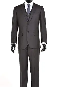 2019 מותאם אישית Slim Fit אלגנטי Mens אפור פחם שני לחצן שלוש חתיכה חליפת חתונה חתונה חליפות שושבינים הטוב ביותר תחפושת