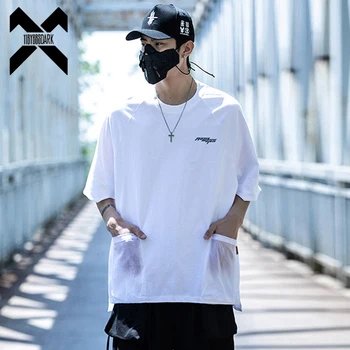 2023 הקיץ טקטי חולצה Mens Techwear כיס טלאים פונקציונלי חולצת כמה אופנת רחוב Harajuku חולצת טי שחורה Tees מקסימום