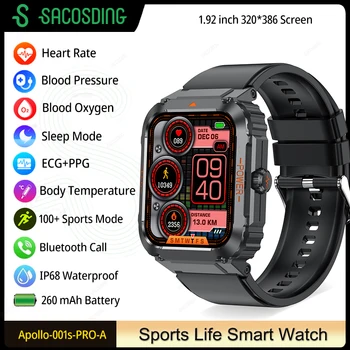 2023 חדש א. ק. ג הסוכר בדם, קצב הלב, לחץ הדם שעון חכם גברים SOS חירום עמיד למים ספורט Smartwatch Bluetooth לקרוא