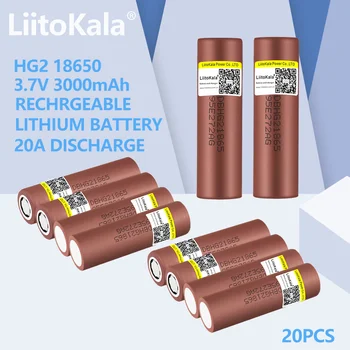20PCS Liitokala מקורי חדש HG2 18650 3000mAh סוללה 18650HG2 3.6 V הפרשות 20A ייעודי עבור hg2 כוח סוללה נטענת