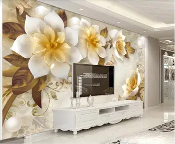 3d טפט עם תמונה מותאמת אישית ציור אירופאי רטרו עם תבליט של פרח קמליה קישוט חדר השינה 3d טפט תמונה על הקיר