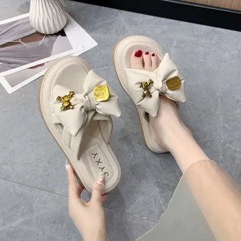 Bowknot אישה סנדלים 2023 חדש האביב מקורה נקבה נעליים שקופיות מתוק קשת גבירותיי פנאי נעלי אופנה הקיץ בנות סנדל