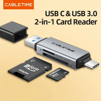 CABLETIME USB 3.0 קורא כרטיסי SD חכם זיכרון מיקרו SD TF 2 ב 1 חיצוני OTG מתאם למצלמה מחשב נייד MacBook Air Pro C376
