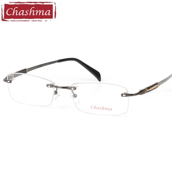 Chashma מותג איכותי גברים מטיטניום טהור המשקפיים קלים במיוחד ללא שפה משקפיים זכר מרשם מסגרות 54-18-140