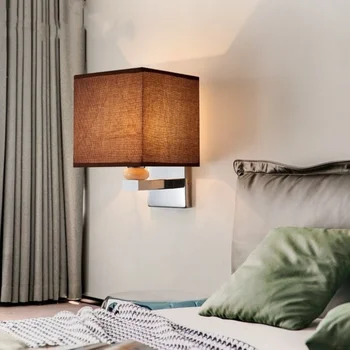 E27 מנורת קיר LED בד אהיל עם סיבוב אור הזרקורים אור קריאה פמוט קיר עבור חדר השינה ליד המיטה במלון קישוט הבית