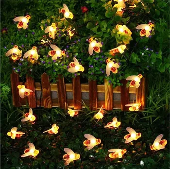 LED סולארית מחרוזת מנורה סימולציה דבש דבורים פיות אורות סוללה חיצונית בגינה חג המולד אורות דקורטיביים