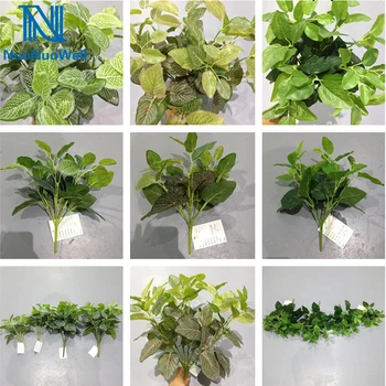 NuoNuoWell DIY צמח קישוט קיר Fittonia עלים הזר להציג אביזרים עלים קטנים צמח ירוק דשא מלאכותי