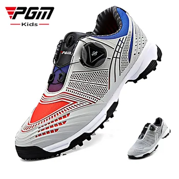 PGM ילדים נעלי גולף בנים כפתור מהיר לשרוך את נעלי הספורט חיצוני עמיד למים נעלי ספורט צבע סתיו חורף XZ105