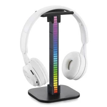 RGB אוזניות לעמוד המשחקים איסוף קול מוסיקה אורות אוזניות מנורה מחזיק הבסיס על שולחן שולחן תצוגה שולחני אוזניות תחנת