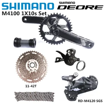 Shimano DEORE M4100 Groupset 1x10s להגדיר Rear Derailleur מחלף 11-46T 11-42T קלטת Hg54 Deckas Crankset על אופניים MTB