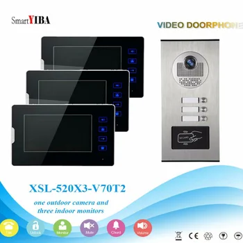 SmartYIBA 3 יחידות וידאו אינטרקום בדירה הדלת מערכת הטלפון מצלמה 7