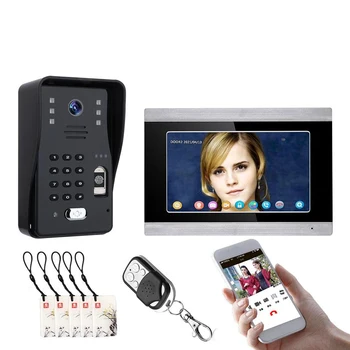 TUYA וידאו אינטרקום WIFI RFID טביעת אצבע טלפון דלת וידאו מערכת אינטרקום הביתה עם 7 אינץ ' תמיכה מרחוק APP פותח