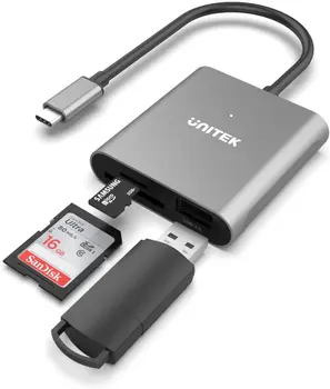 UNITEK 3-in-1 Card Reader סוג C 3.1-ל. SD Micro SD TF כרטיס USB Hub 2.0 זיכרון מתאם למחשב נייד טלפון נייד אביזרים