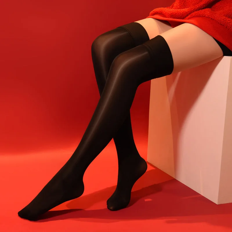 נשים סקסיות שמן מבריק גרביים בעיצוב גרביונים 8D נוצץ סאטן בצורת גרביים צבע ממתקים וינטג ' לבנים לרקוד הלבשה תחתונה