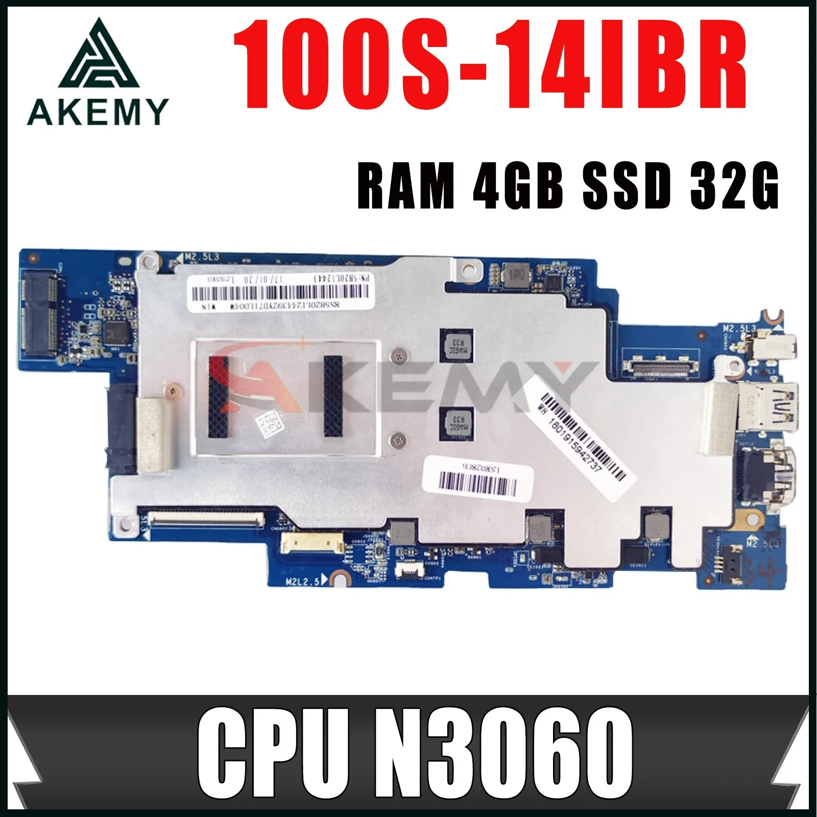 1501B_01_01 עבור Lenovo IdeaPad 100-14IBR המחברת לוח אם מעבד N3060 RAM 4GB נושא SSD 32G 100% מבחן עבודה