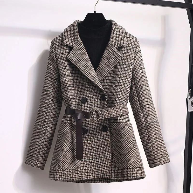 צמר מעיל ז ' קט של נשים סתיו חורף 2023 חדש מעיל הצמר מעיל הנשי קוריאני חופשי הלו קצר מקרית הלבשה עליונה