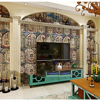 בוהמי טפט בסגנון אתני מזרח אסיה טפט בסגנון סלון, חדר השינה רקע קיר תאילנדי טפט דקורטיבי