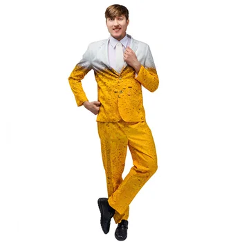 במלאי של גברים אוקטוברפסט חליפה מהודרת להתלבש למבוגרים הבגדים לשחק תפקיד צהוב בירה בקיץ מסיבת תחפושות קוספליי ליל כל הקדושים