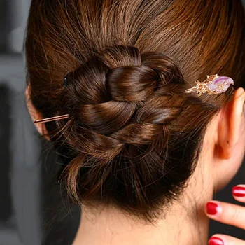 בציר גיאומטריות בסגנון סיני שיער מקל על נשים ריינסטון סיכות שיער מקלות Hairclip אישה תכשיטים אביזרים מתנה