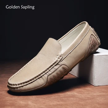הזהב שתיל מסיבת נעלי גברים אופנה להחליק על נעלי אלגנטיות לגברים נעליים מזדמנים עור נוחה דירות השמלה זכר מוקסינים