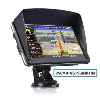 חדש 7 אינץ ' HD FM לרכב ניווט GPS האחרונה באירופה המפה Sat Nav ראק GPS ניווט הרכב עם האזעקה לב שפות גלובליות