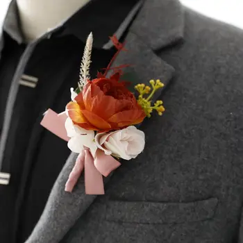חדש משי מלאכותי רוז פרחים הסיכה היד פרחים צמיד חתן כלה חתונה לקשט נשים גברים אופנתיים למסיבת אביזרים