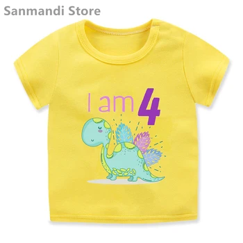 חמוד 3th 4 5 יום הולדת שמח, מתנה חולצה בנות/בנים היורה. הדינוזאורים הדפסה גרפית בגדי ילדים Harajuku Kawaii טריקו