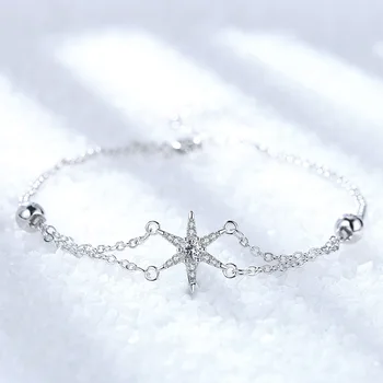 כסף 925 כוכב מצופה שרשרת צמיד לנשים אופנה יוקרה מעצבת תכשיטים משלוח חינם פריטי חג המולד GaaBou תכשיטים