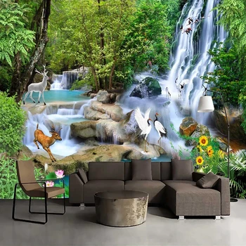 מותאם אישית 3D טפט תמונה מפל נוף גדולה ציור בסגנון סיני מחקר בסלון ספה רקע הטלוויזיה בבית תפאורה קיר אמנות