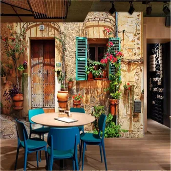 מותאם אישית ציור הקיר טפט 3D התיכון רחוב להציג תמונה טפט קפה בר מסעדה רקע קיר מסמכי עיצוב הבית