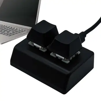 מיני מקלדת לתכנות USB Wired 2-משחק מפתח קלידים תיכנות מאקרו מפתחות עם תאורה אחורית מעודכן מתג אדום עם 4.9 ft סוג C-USB
