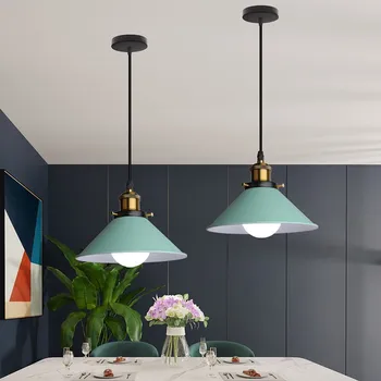מינימליסטי LED אור תליון ברזל Macaron תלוי אור החיים חדר השינה קפה בר קישוט הבית E27 מקורה תאורה