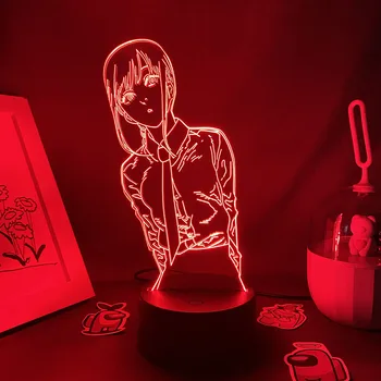 מסור אדם 3D Led אנימה להבין Makima ניאון אורות ליל 