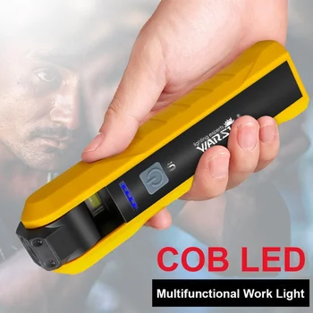 נייד פנס נטענת USB COB LED פנס העבודה מגנטי Lanterna תלוי וו עמיד למים לפיד סוללה מובנית הפקחים.