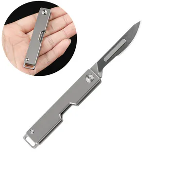 סגסוגת טיטניום נשלף להב האולר נייד מחזיק מפתחות מיני סכינים מתקפלים EDC כלי הישרדות קאטר Unboxing Multitool