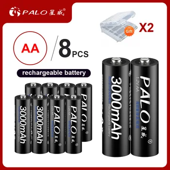 פאלו 8Pcs 100% מקורי 1.2 V סוללות AA 3000mAh Ni-MH 2a 2A AA Rechargeble סוללה עבור מצלמה צעצוע פנס