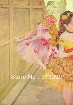 ציור שמן רבייה על בד קנבס,רקדנית מול הבמה שטוח על ידי אדגר דגה,משלוח חינם,בעבודת יד,איכותיים