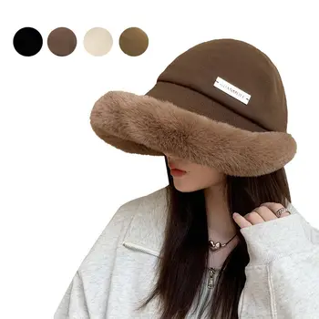 קטיפה לעבות את פלאפי דלי כובע אופנה באיכות גבוהה קר הגנה אגן כובע חורף חם דייג קאפ נשים בנות
