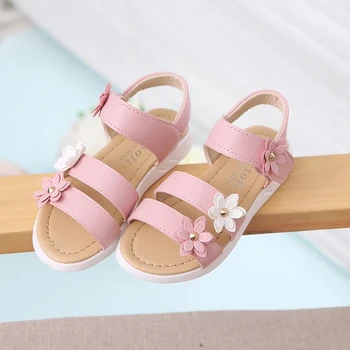קיץ בסגנון סנדלי בנות נסיכת פרח נעלי ילדים שטוח סנדלי בנות ספורט רך סנדלים