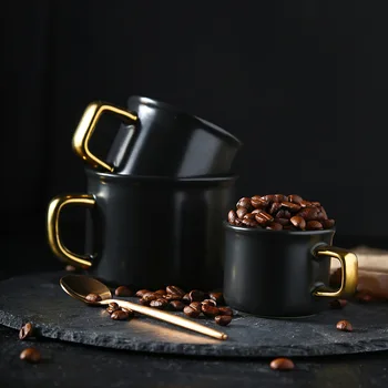קרמיקה מארק פשוט כוס קפה חנות זהב להתמודד עם מט איטלקי מוקה ספל קפה.